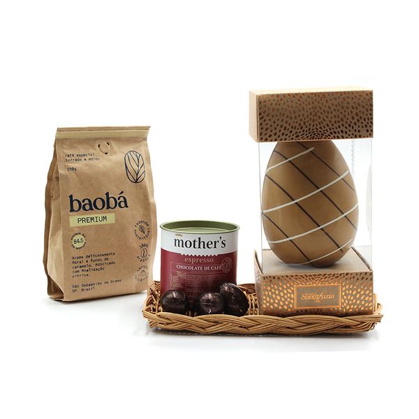 Presente de Páscoa Ovo de Chocolate Tangerina e Amarena e Chocolates - 4 itens