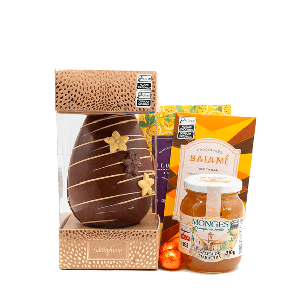 Presente de Páscoa Ovo de Chocolate com Maracujá e Chocolates - 5 itens