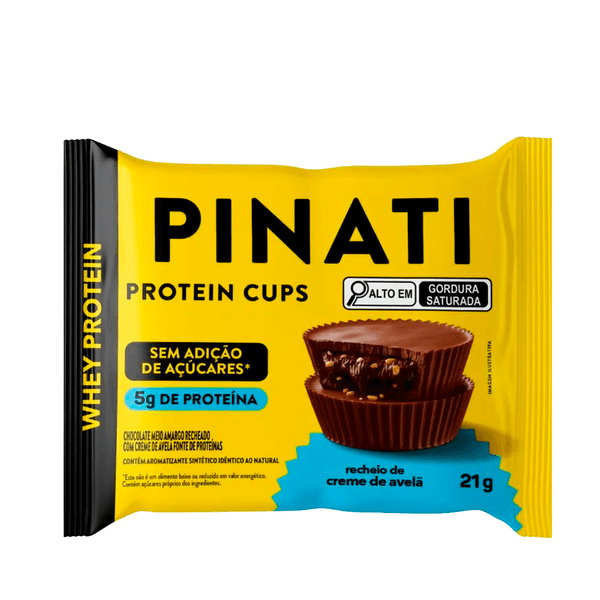 Chocolate Meio Amargo com Avelã Protein Cups Sem Adição de Açúcar Pinati – 21g