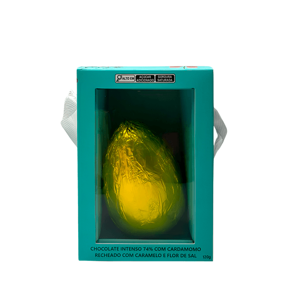 Ovo Chocolate 74% com Cardamomo Recheado com Caramelo Cacau do Céu - 120g