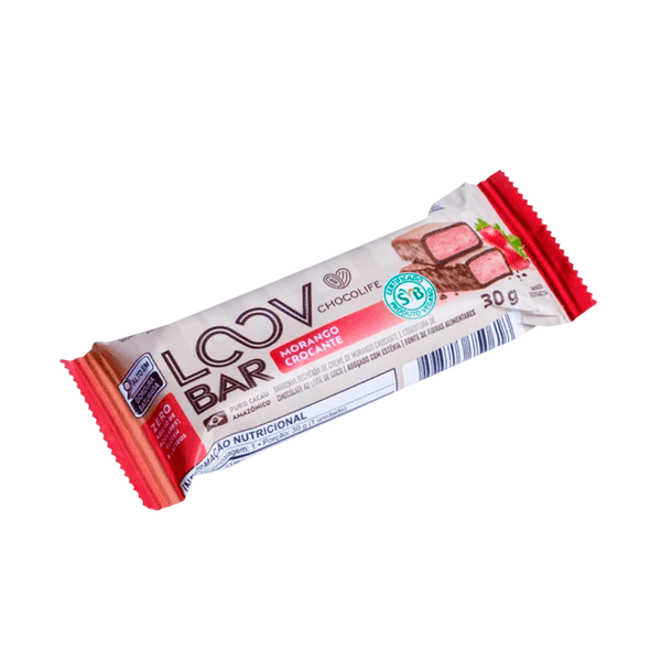 Chocolate Loov Bar Morango Crocante Chocolife - 30g