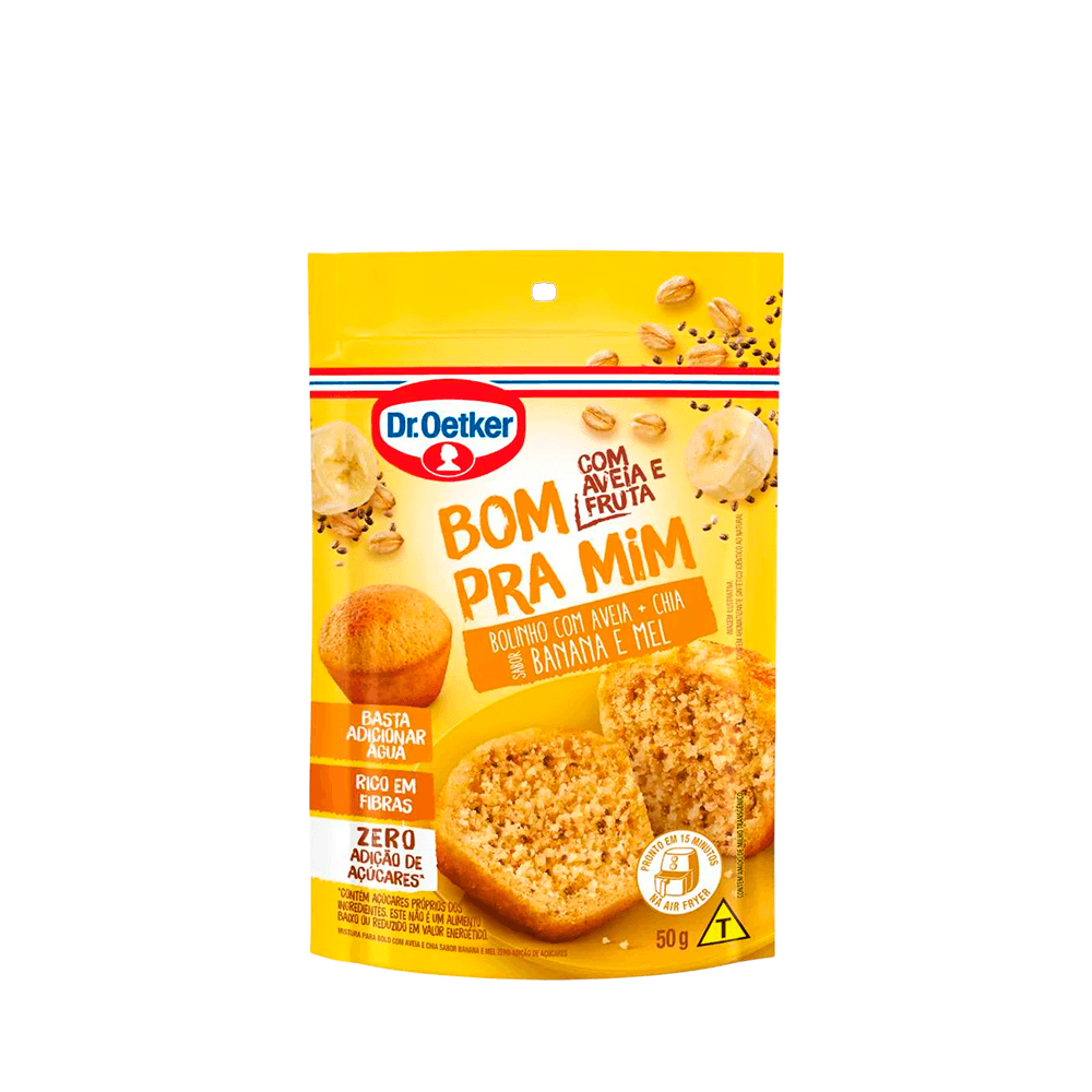 Bolo Zero Açúcar Banana com Aveia Chia Dr. Oetker - 50g