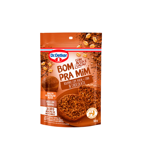 Bolo Zero Açúcar Chocolate com Aveia e Chia Dr. Oetker 50g