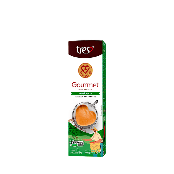 Cápsula de Café Gourmet Orgânico 3 Corações – 10 Unidades (80g)