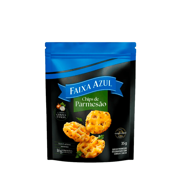 Chips de Parmesão Sabor Cebola e Salsa Faixa Azul – 35g