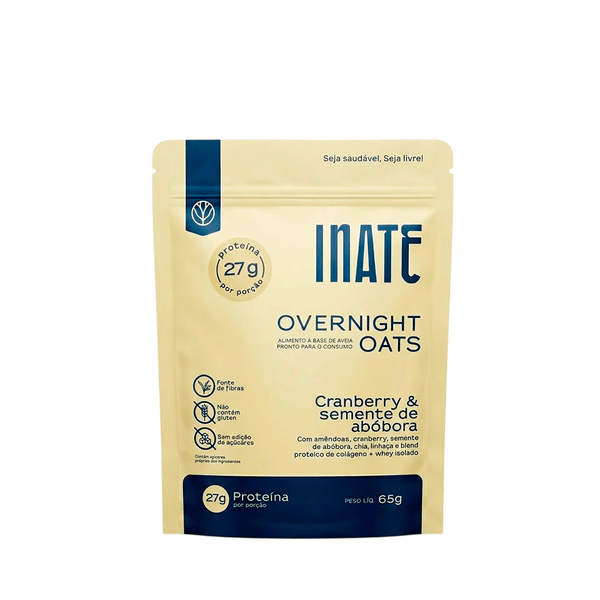 Overnight Oats Proteico Cranberry e Semente de Abóbora Inate – 65g