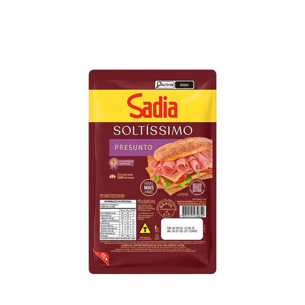 Presunto Cozido Fatiado Soltíssimo Sadia – 200g
