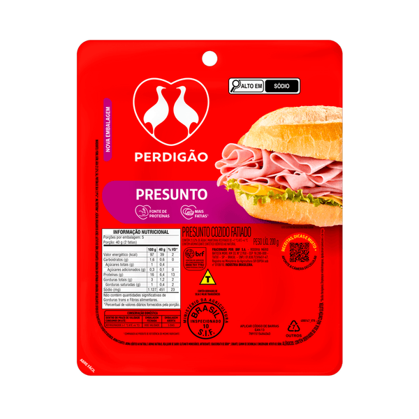 Presunto Cozido Fatiado Perdigão – 200g