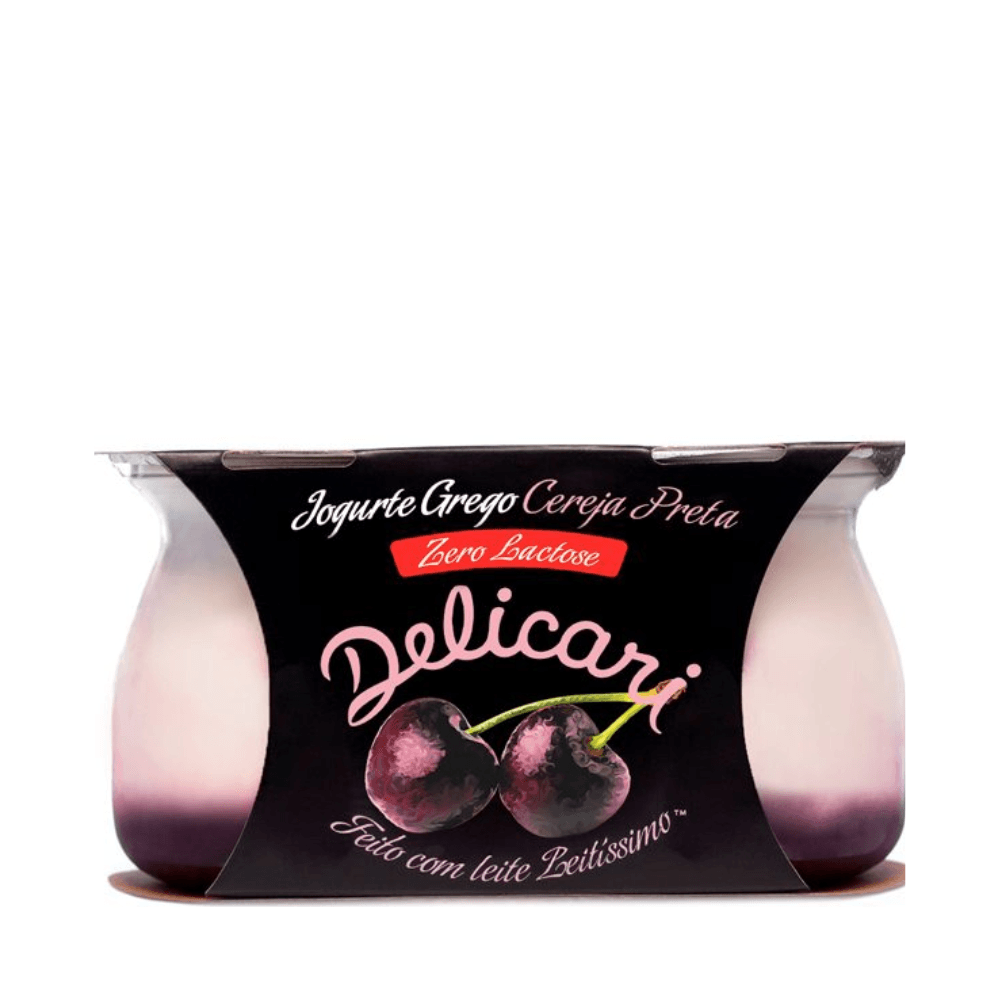 Iogurte Grego Cereja Preta Sem Lactose Delicari - 340g