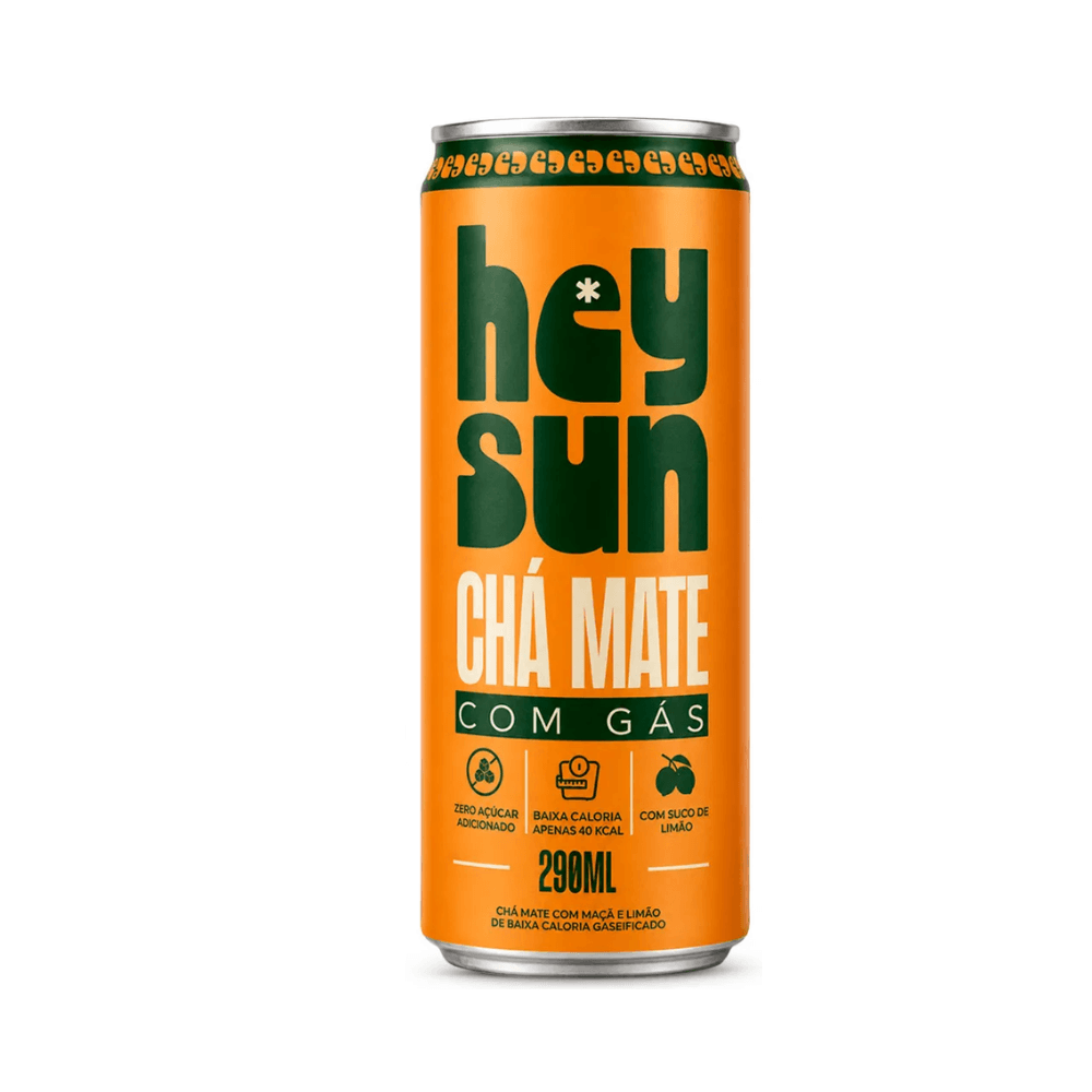 Chá Mate com Gás Sem Açúcar Hey Sun - 290ml
