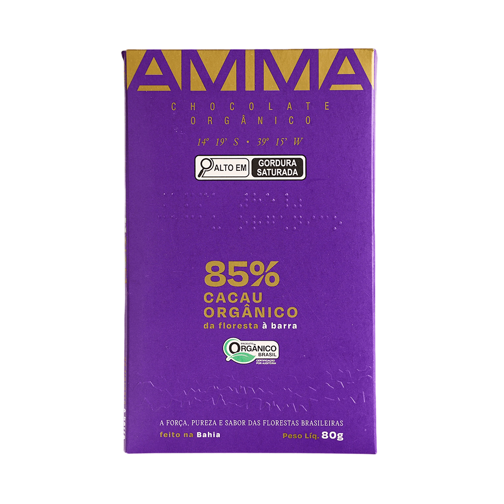 Chocolate Orgânico 85% Cacau AMMA – 80g