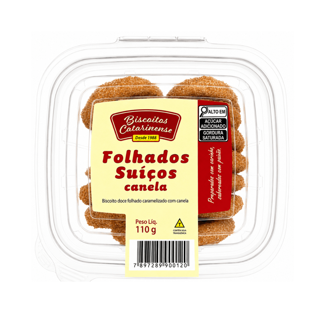 Biscoito Folhado Suíço Caramelizado com Canela Biscoitos Catarinense 110g