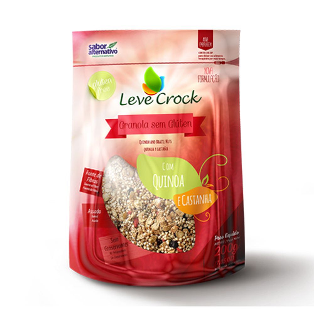 Granola Low Carb de Quinoa com Castanha Sem Glúten Leve Crock 200g