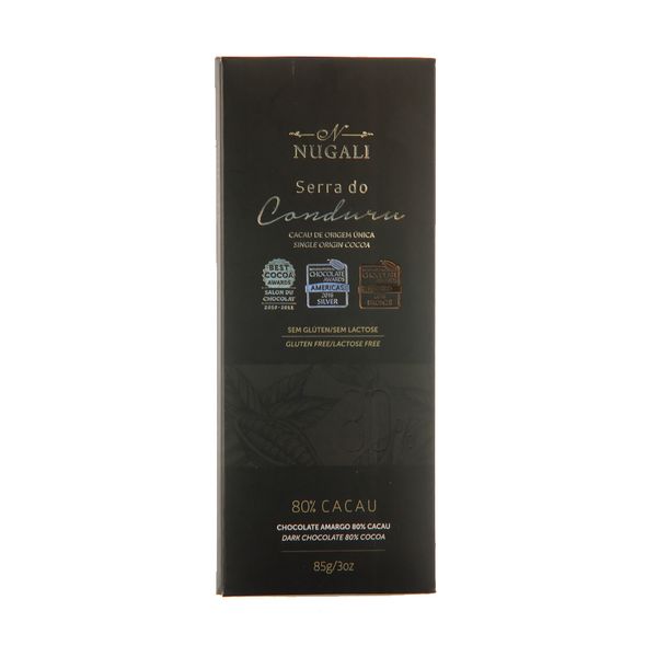 Chocolate 80% cacau Serra do Canduru Nugali 85g