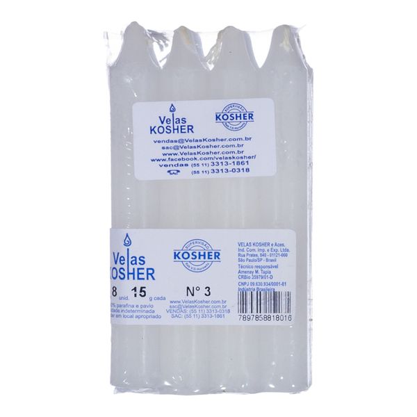 Velas N.03 8 Unidades Kosher Parve