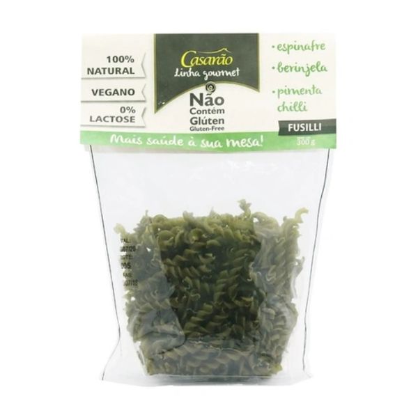 Macarrão de Arroz com Espinafre e Berinjela Fusilli Sem Glúten Casarão 300g