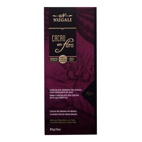 Chocolate 70% cacau com crocante de açaí Nugali 85g