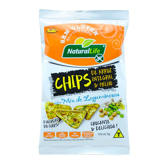 Chips de Arroz Integral e Milho com Mix de Legumes Sem Glúten Natural Life 70g