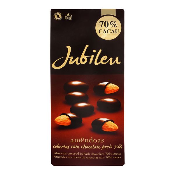 Amêndoas Cobertas com Chocolate 70% Cacau Jubileu 150g