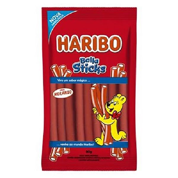 Bala de Gelatina Sticks de Morango Haribo - 70g