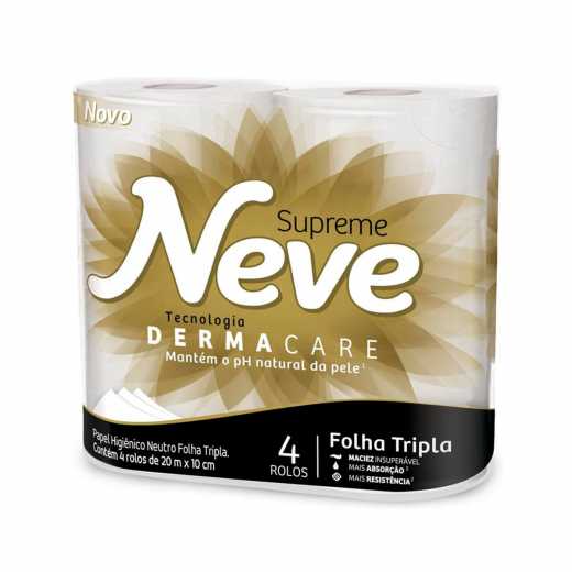 Papel Higiênico Neutro Folha Tripla Neve 4 Unidades