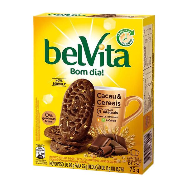 Biscoito Sabor Cacau e Cereais BelVita 75g