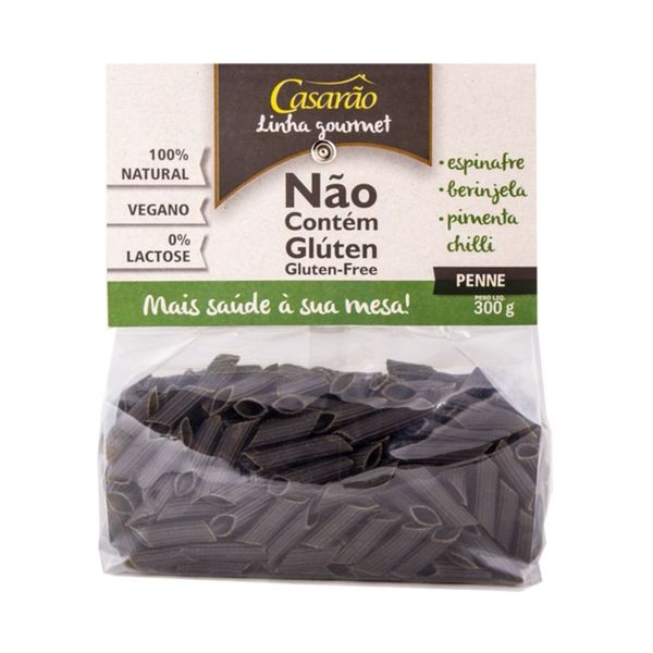 Macarrão de Arroz com Espinafre e Berinjela Penne Sem Glúten Casarão 300g