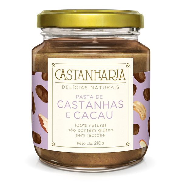Pasta De Castanhas E cacau Sem Lactose Castanharia 210g