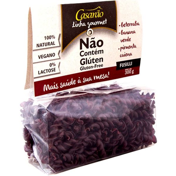 Macarrão de Arroz com Beterraba e Banana Fusilli Sem Glúten Casarão 300g