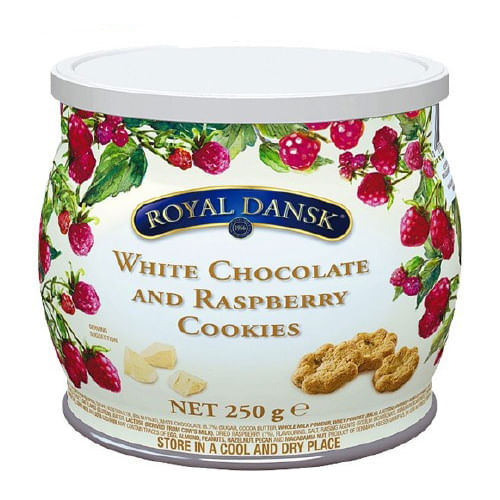 Biscoito Amanteigado Chocolate Branco e Framboesa Royal Dansk 250g
