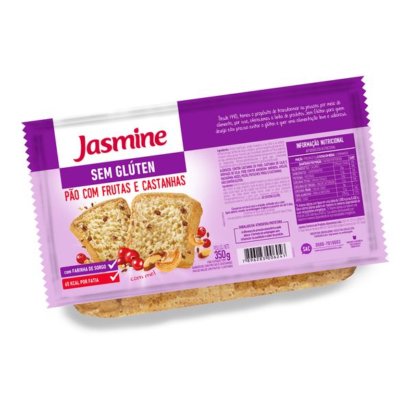 Pão Sem Glúten com Frutas e Castanhas Jasmine 350g