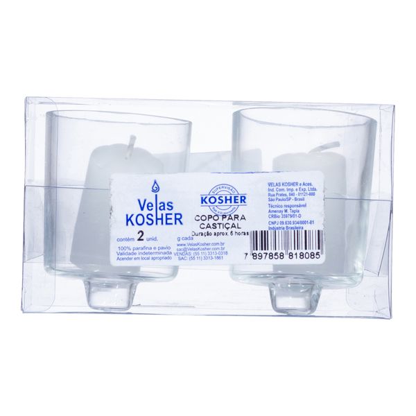 Vela Copo para Castiçal Brulho 2 Unidades Kosher