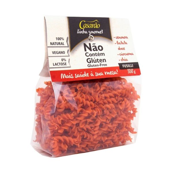 Macarrão de Arroz com Cenoura e Batata Doce Fusilli Sem Glúten Casarão 300g