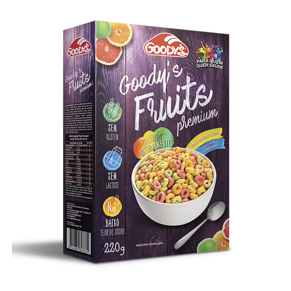 Cereal Sem Glúten e Lactose Fruits Premium Ball Goodys 220g Casa