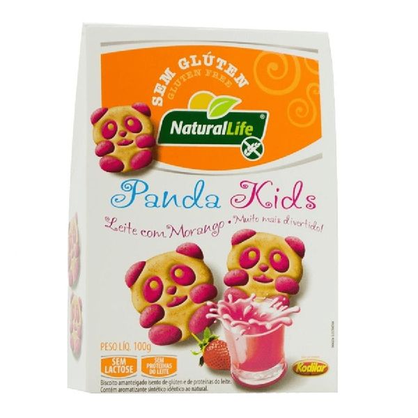 Biscoito Panda Kids Sabor Leite com Morango Natural Life 100g
