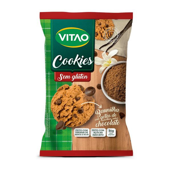 Cookies Sem Glúten Baunilha com Gotas de Chocolate Vitao 80g
