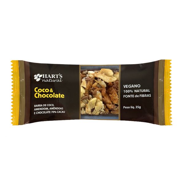 Barra Nuts Coco e Chocolate Vegana Hart's Natural 35g