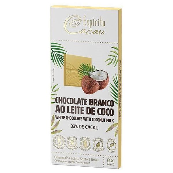 Chocolate Branco ao Leite de Coco 33% Cacau Espírito Cacau 80g