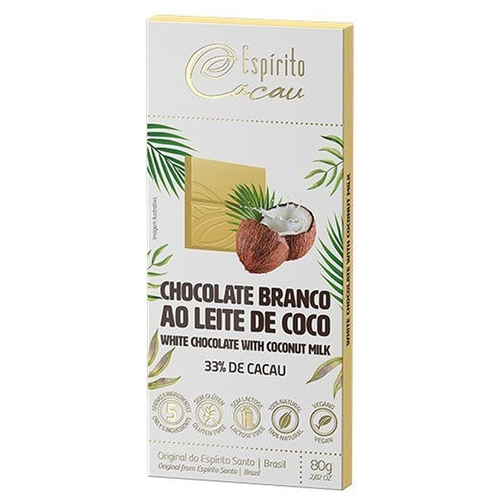 Chocolate Branco ao Leite de Coco 33% Cacau Espírito Cacau 80g