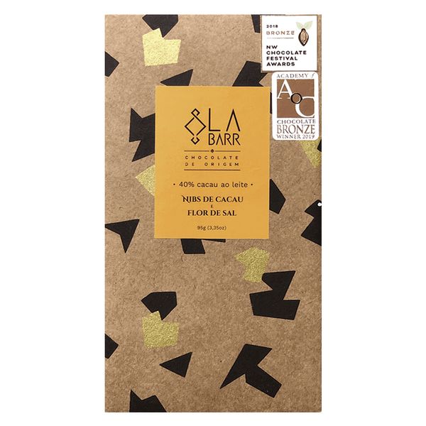 Chocolate Com Nibs de Cacau e Flor de Sal 42% Cacau Labarr 95g
