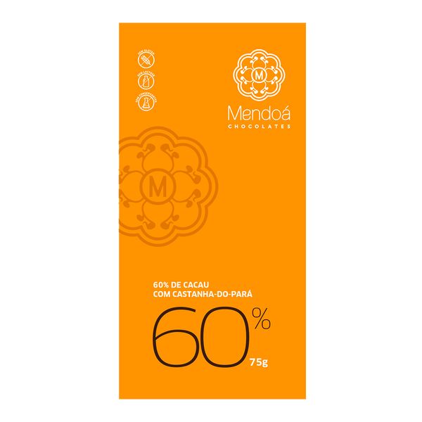 Chocolate Com Castanha-do-Pará 60% Cacau Mendoá 75g