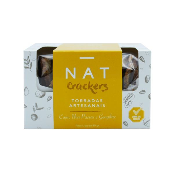 Torrada com Castanha de Caju, Uva Passa e Gengibre Nat Crackers 80g
