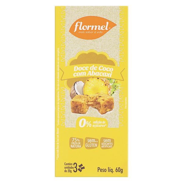 Doce de Coco Com Abacaxi Sem Açúcar e Sem Glúten Flormel 60g
