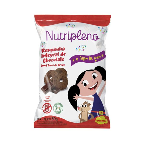 Rosquinha de Chocolate Vegana, Integral e Sem Glúten Nutripleno 30g