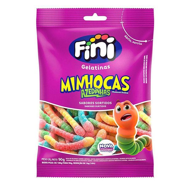 Bala de Gelatina Minhocas Azedinhas Fini 90g