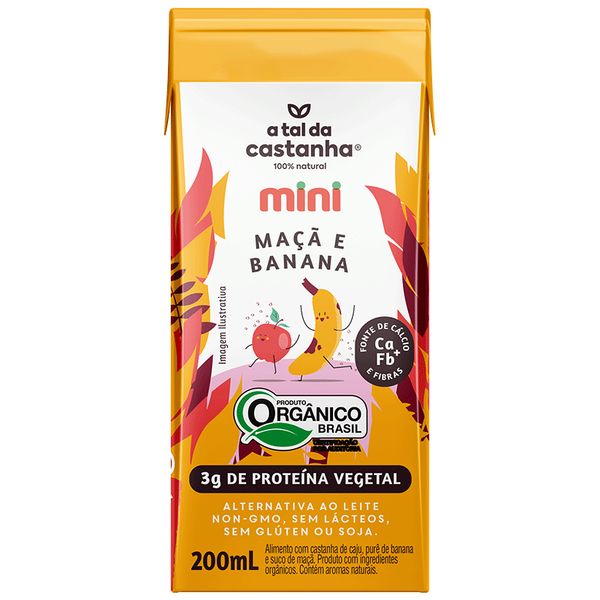 Mini Bebida de Maçã e Banana Orgânica e Vegana A Tal da Castanha 200ml