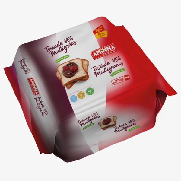 Torrada Multigrãos Sem Glúten e Vegana Aminna 90g