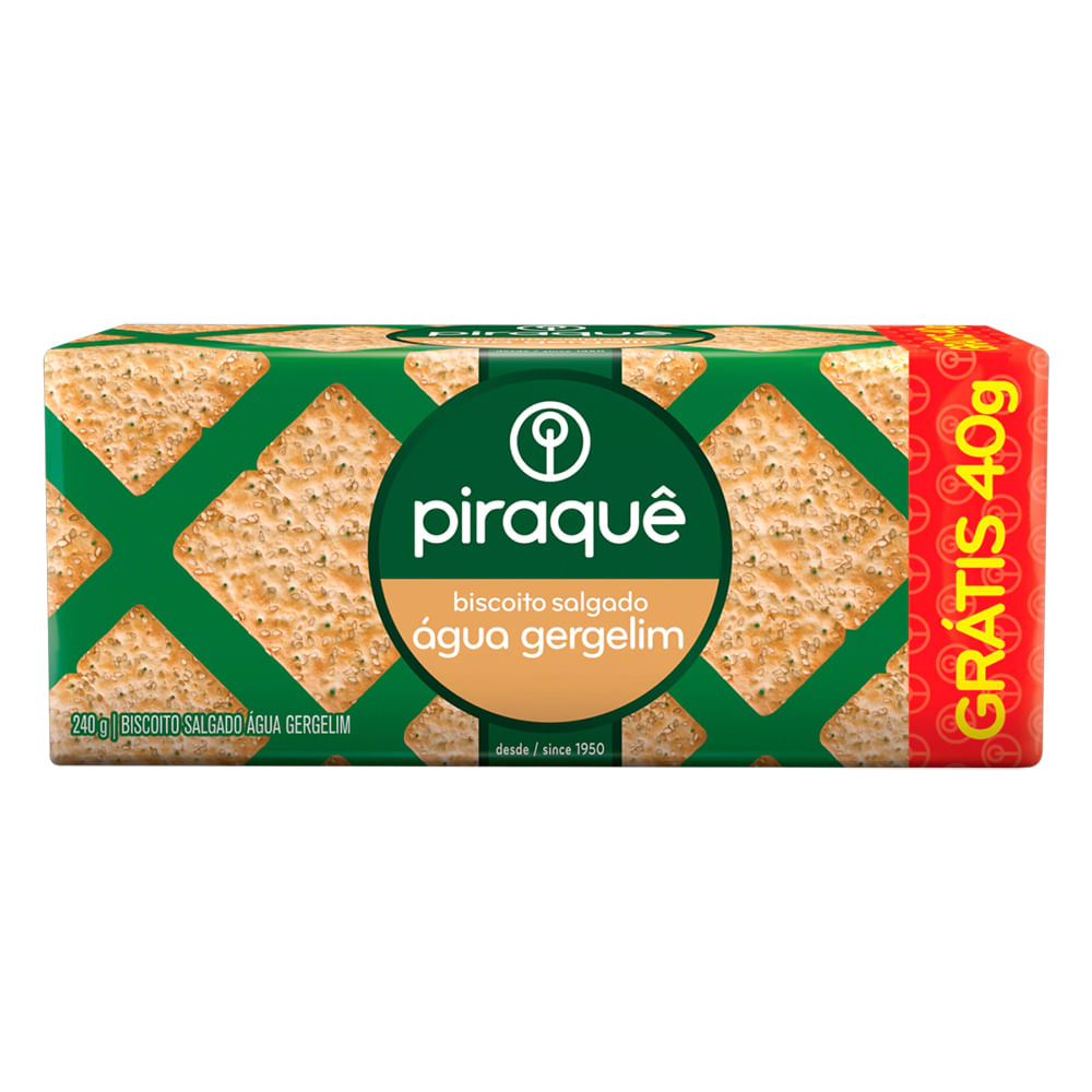 Biscoito Salgado Água e Gergelim Piraquê 240g