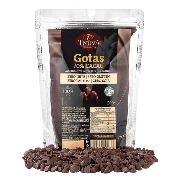 Gotas de Chocolate 70% Cacau Vegano Tnuva 500g