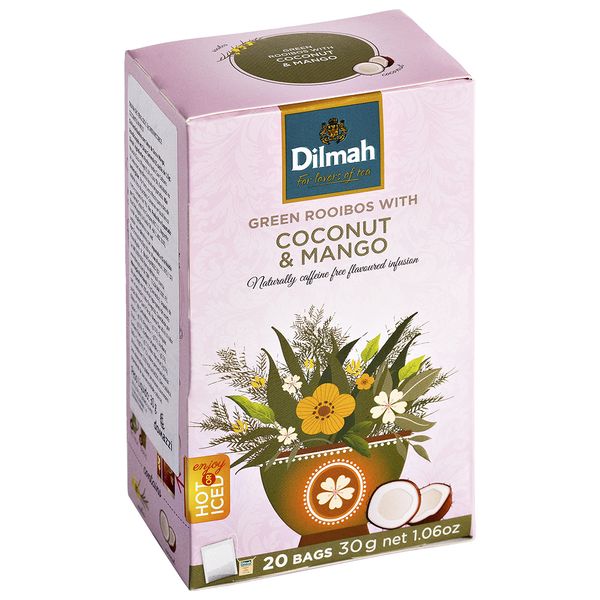 Chá Freedom de Rooibos com Coco e Manga Dilmah 20 Sachês